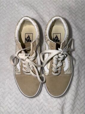 Vans Beige and White Old Skool Women's Sneakers